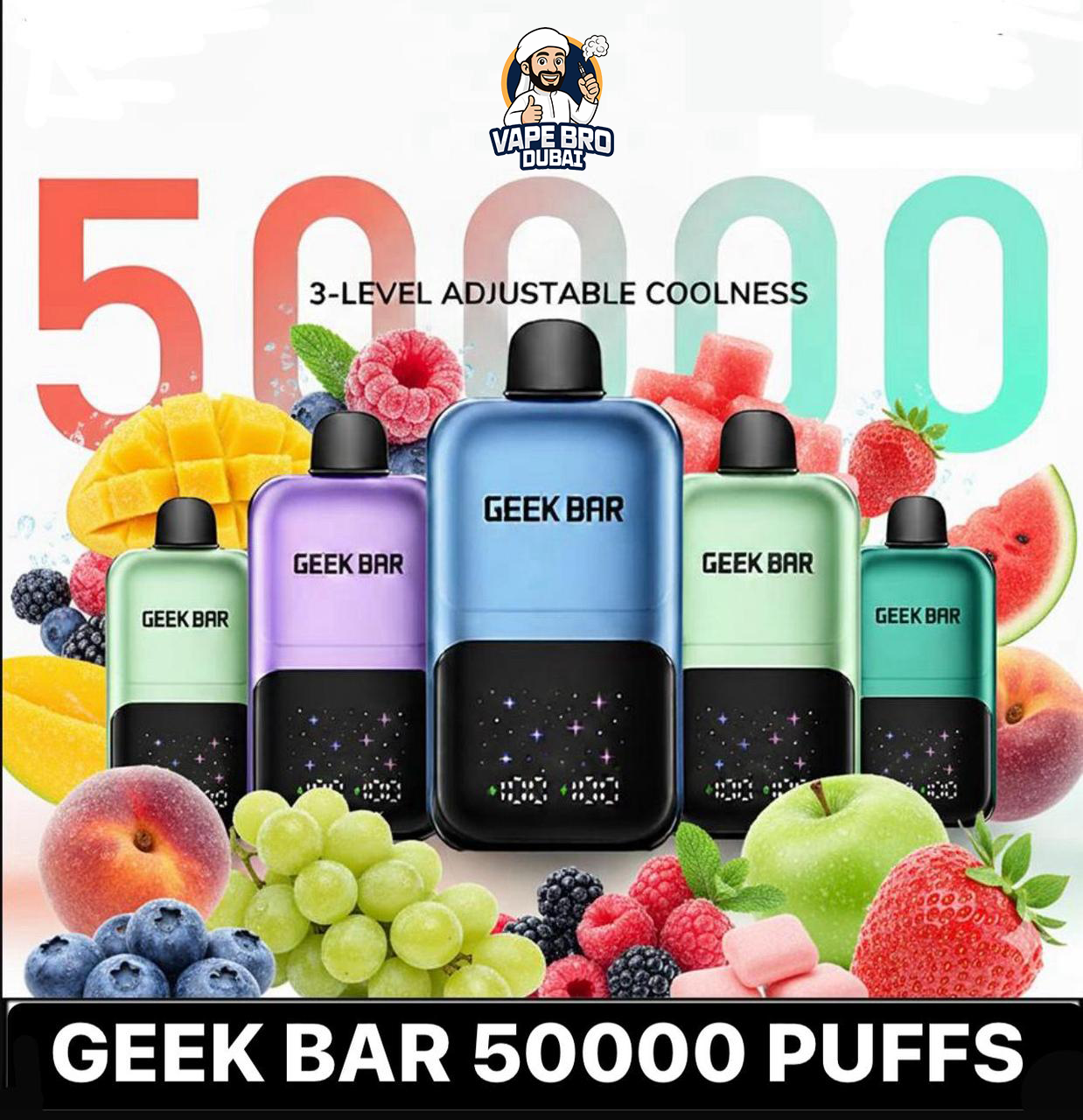 Geek Bar Ice Prince 50000 Puffs Disposable Vape with Adjustable Coolness and Fruit Flavors"