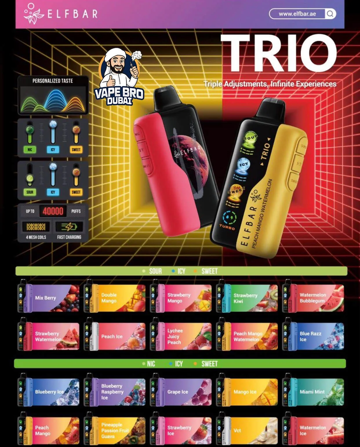 ELF BAR Trio 40000 Puffs Vape 50mg ELF BAR Trio 40000 Puffs Vape 50mg