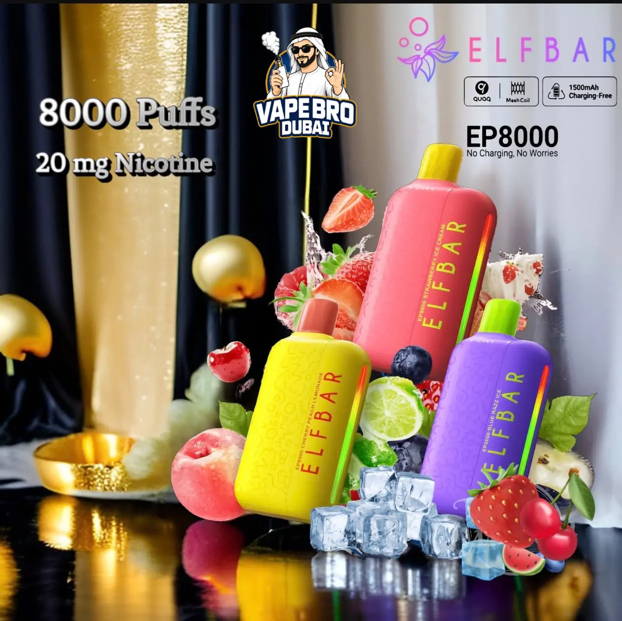 ELF Bar EP8000 Puffs Disposable Vape 20mg in dubai