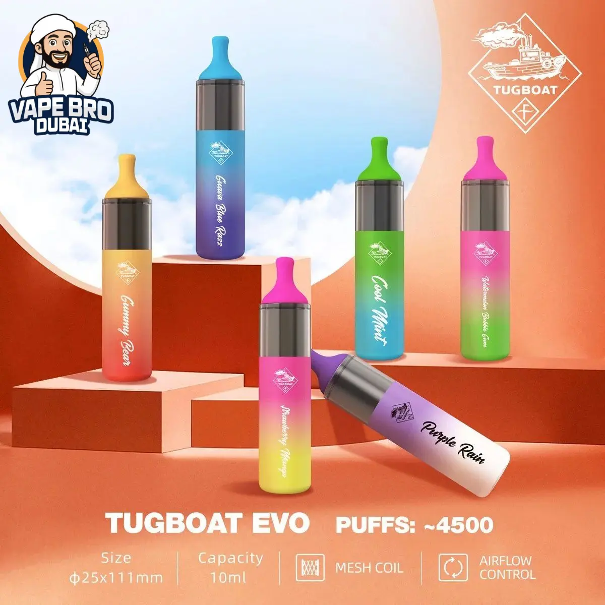 Tugboat EVO 4500 Puffs 50mg Disposable Vape UAE Tugboat EVO 4500 Puffs 50mg