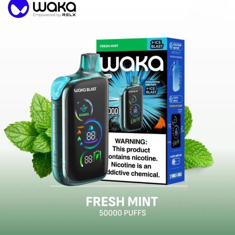 WAKA Ice Blast 50K disposable vape with 28ml prefilled tank and dual mesh coil WAKA-Ice-Blast-50K-disposable-vape-with-28ml-prefilled-tank-and-dual-mesh-coil
