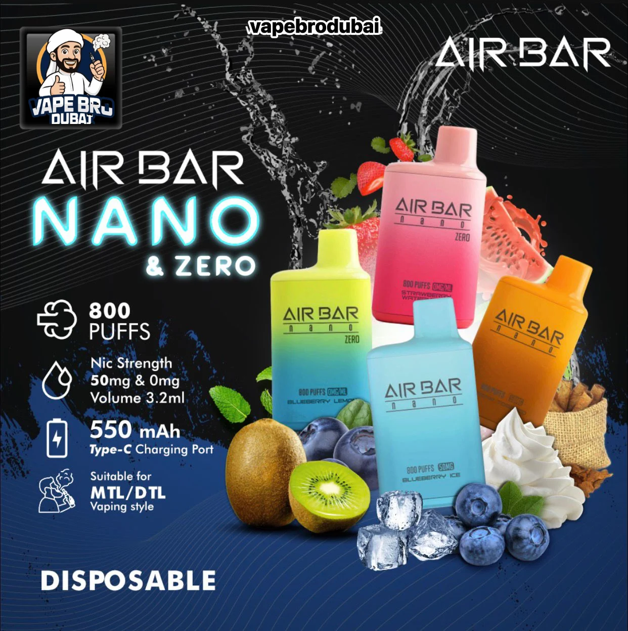 Air Bar Nano 800 Puffs Zero Nicotine