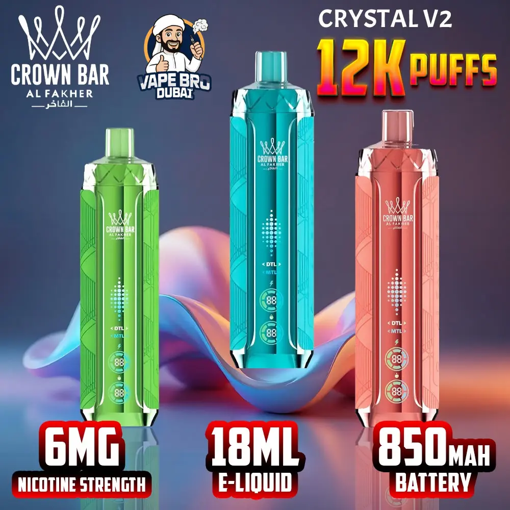 Al Fakher Crown Bar Crystal V2 12000 Puffs in dubai