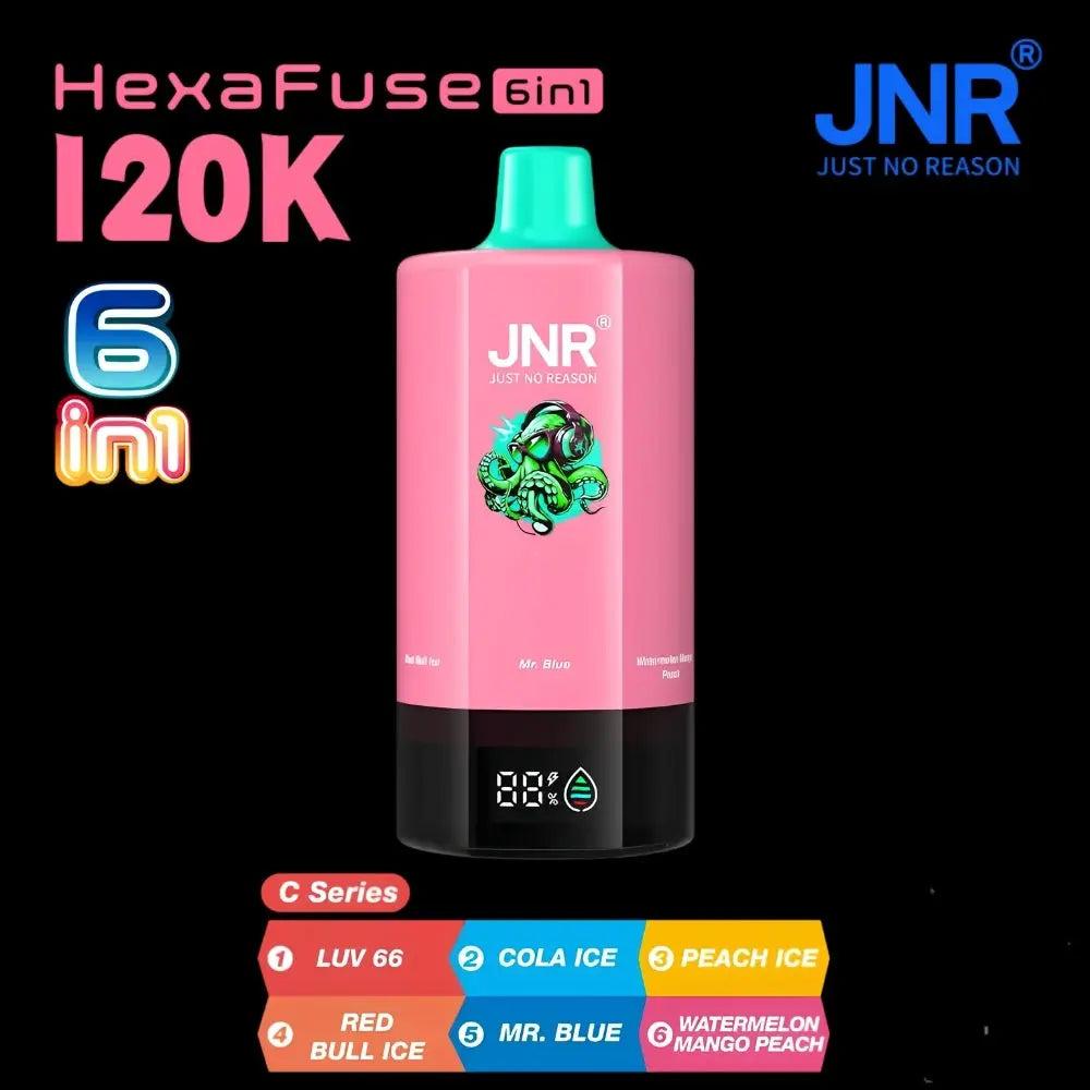 JNR HexaFuse 6 in 1 120K Puffs Buy in Dubai | VapeBroDubai JNR HexaFuse 6 in 1 120K Puffs vape in dubai