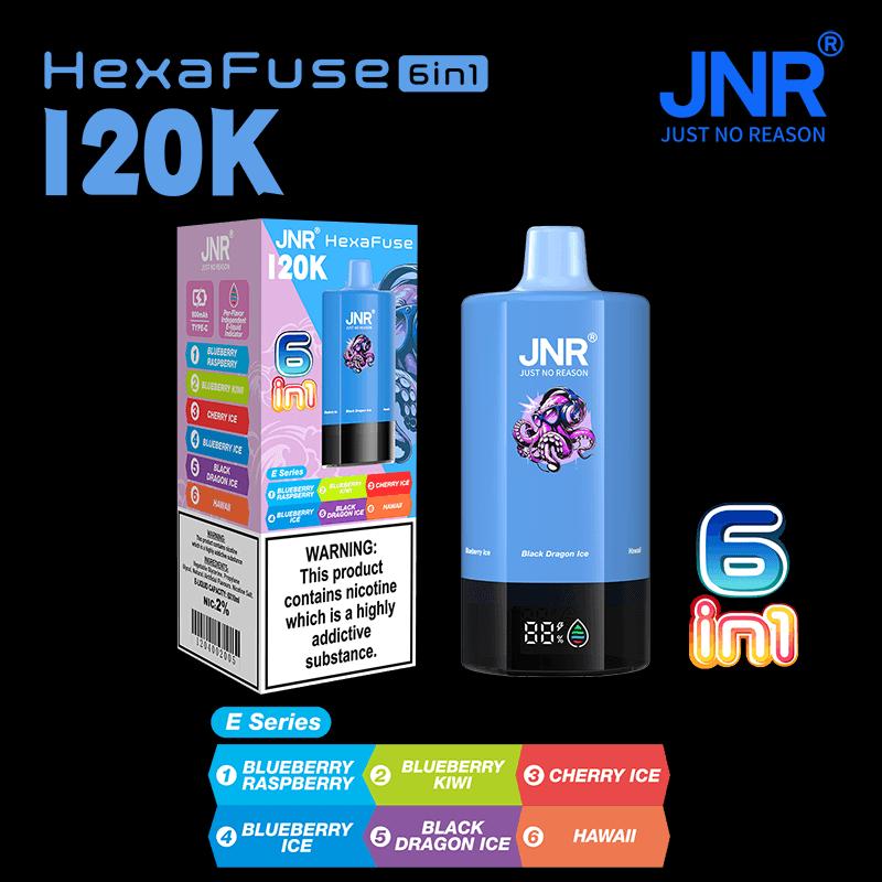 JNR HexaFuse 6 in 1 120K Puffs Buy in Dubai | VapeBroDubai JNR HexaFuse 6 in 1 120K Puffs vape in dubai