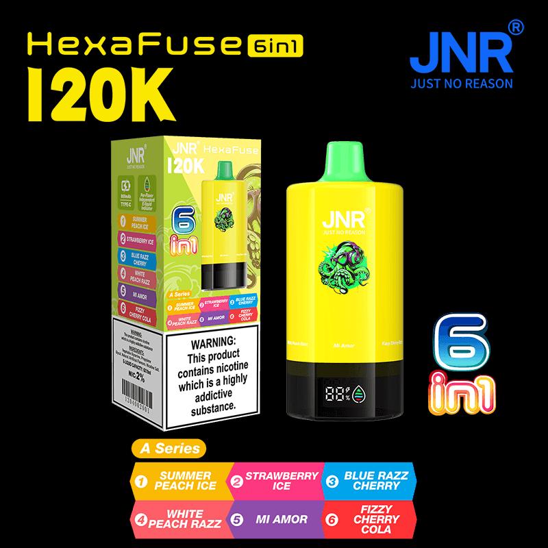JNR HexaFuse 6 in 1 120K Puffs Buy in Dubai | VapeBroDubai JNR HexaFuse 6 in 1 120K Puffs vape in dubai