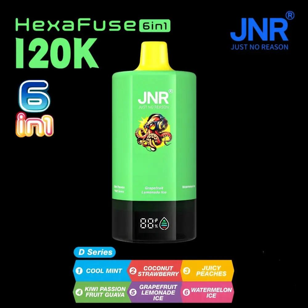 JNR HexaFuse 6 in 1 120K Puffs Buy in Dubai | VapeBroDubai JNR HexaFuse 6 in 1 120K Puffs vape in dubai